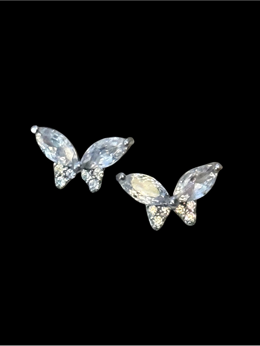 925 silver cubic zirconia butterfly stud earrings
